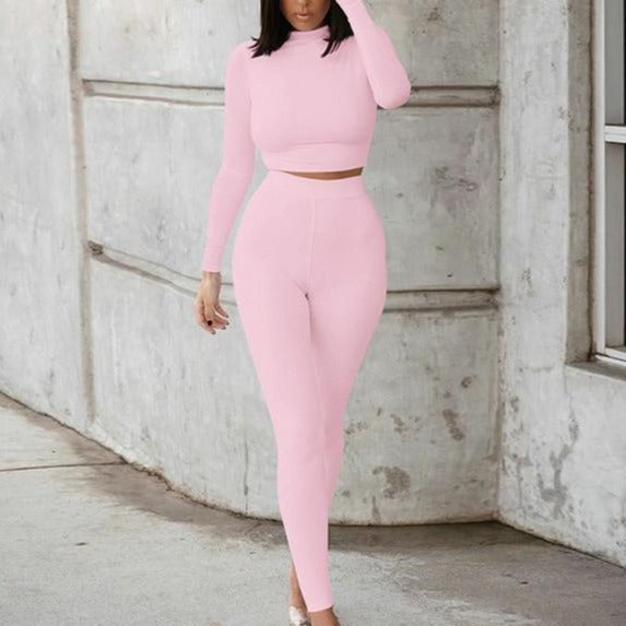 Conjunto Deportivo 2 Piezas – Top Crop y Leggings de Cintura Alta